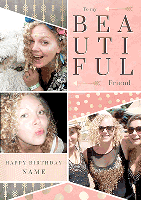Beautiful Friend Multi Photo Birthday 3D Card
