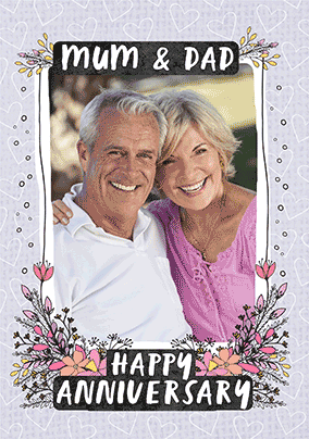 Floral Mum and Dad 3D Anniversary  Card