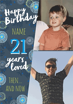 21 Years Loved Male Multi Photo 3D Card