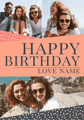 Happy Birthday With Love Multi Photo 3D Card