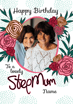 Lovely Step Mum 3D Photo Birthday Card