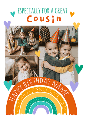 Great Cousin 3D Photo Birthday Card