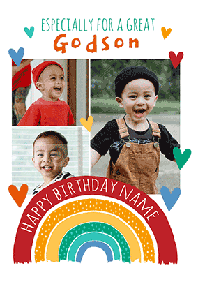 Great Godson 3D Photo Birthday Card