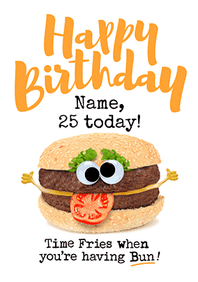 Happy Birthday Fries and Bun 3D Card