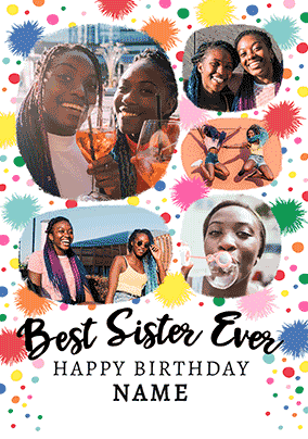 Best Sister Ever 3D Photo Birthday Card