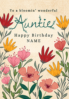 Bloomin' Wonderful Auntie Personalised 3D Birthday Card