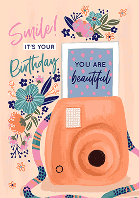 Flip Reveal Smile Photo Birthday Card