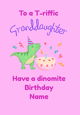T-riffic Granddaughter Personalised 3D Birthday Card