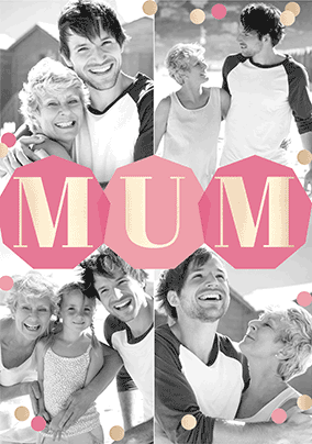 Mum four photo upload Personalised 3D Card