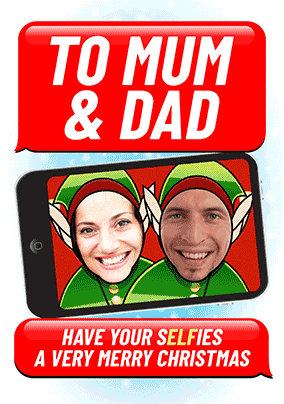 Mum & Dad Christmas Elfies 3D Photo Card