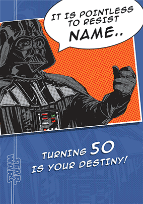 Darth Vader Editable Age 50 Birthday 3D Card