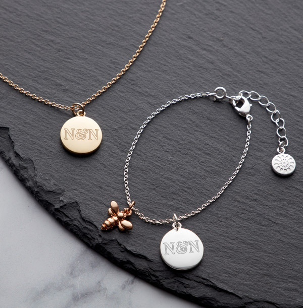 Couples Initials Bee Charm Bracelet 