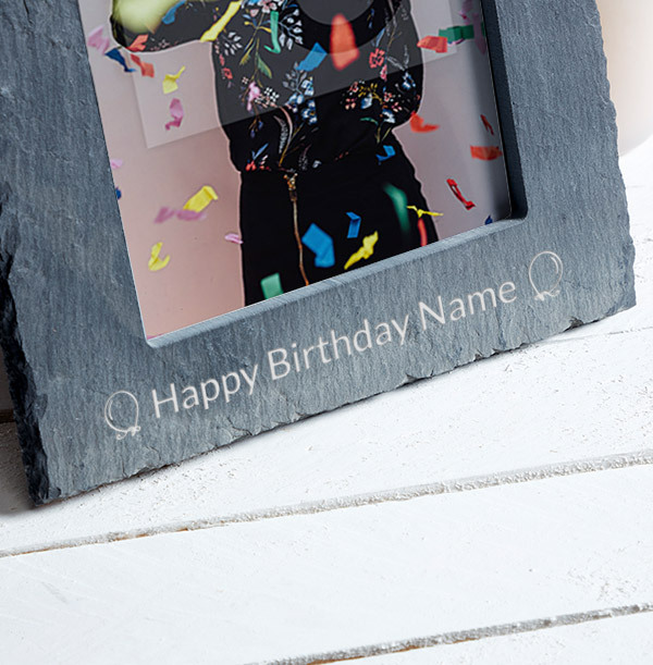 Birthday Personalised Slate Photo Frame Portrait Funky Pigeon