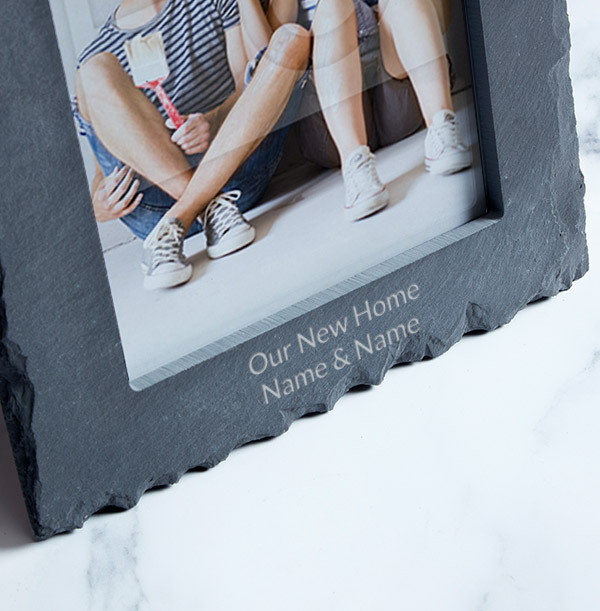 New Home Personalised Slate Photo Frame Portrait Funky Pigeon