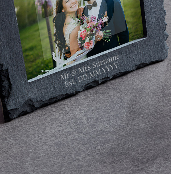 Wedding Personalised Slate Photo Frame Landscape Funky Pigeon