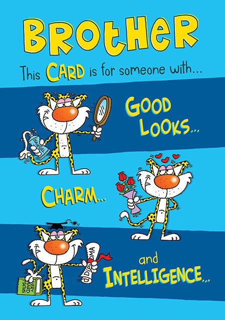 Good Looks and Charm Brother Birthday Card | Funky Pigeon