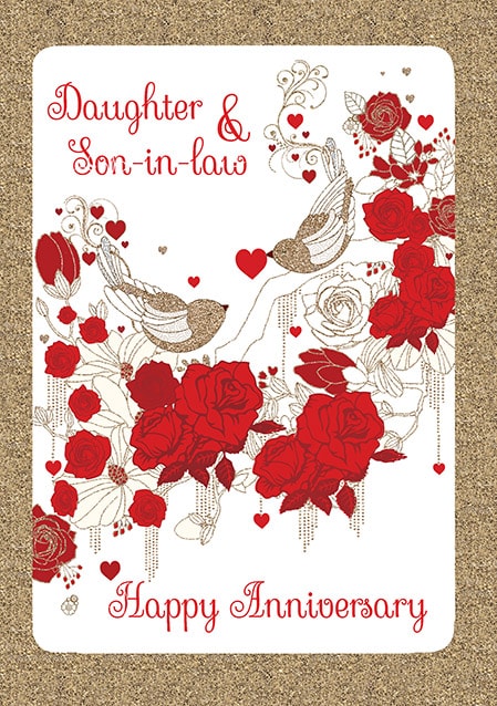 Happy Anniversary Daughter /& Son-in-law or Son /& Daughter-in-law A5 Card