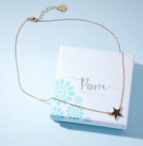 Black Crystal Star With Gold Chain Necklace