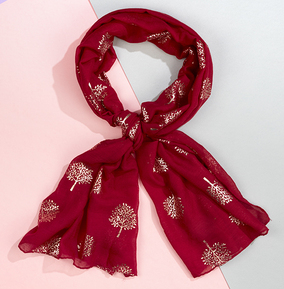 Rose Gold Tree On A Pomegranate Scarf