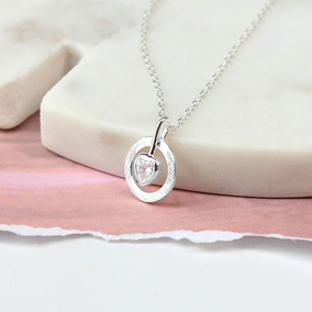 Heart In Circle Sterling Silver Necklace