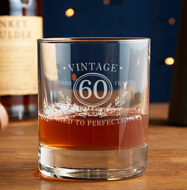 60th Birthday Whisky Glass | Funky Pigeon