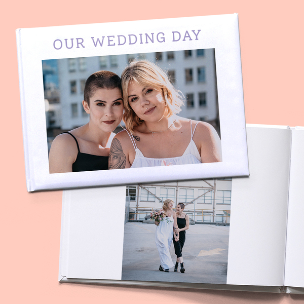 Personalised Wedding A5 Hard Cover Landscape Photo Book - Add Text, Stickers and More