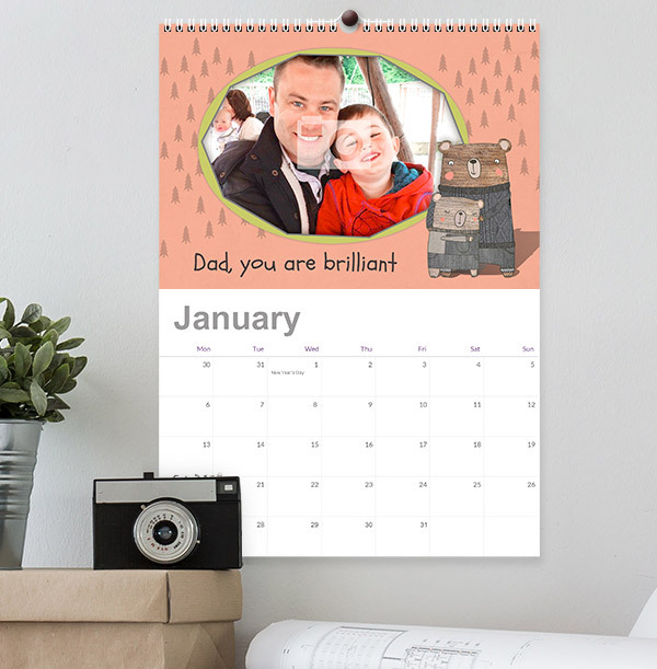 Cute Bear Personalised Photo & Text Calendar