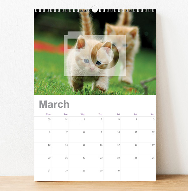 Photo Only Personalised Calendar - Grid Dates
