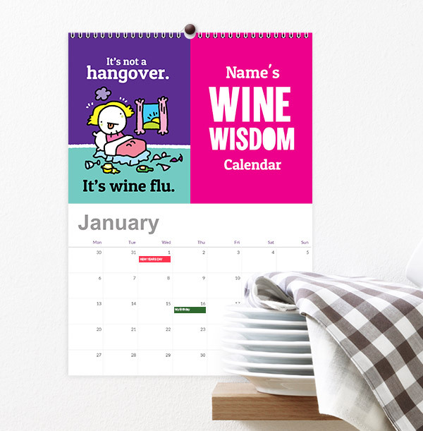 Funny Wine Themed Personalised Calendar