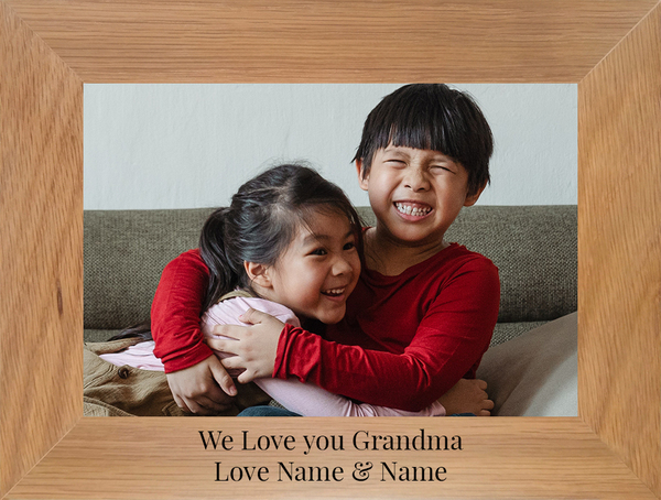 We Love You Grandma Personalised Wooden Photo Frame - Landscape