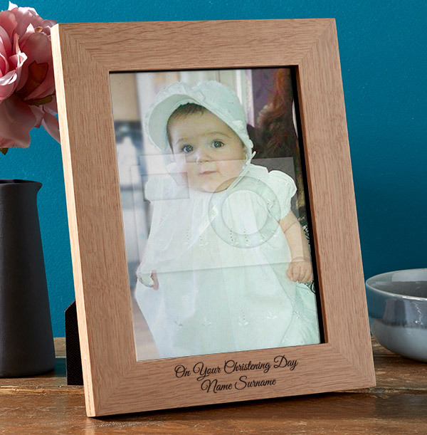 Christening Personalised Wooden Photo Frame - Portrait