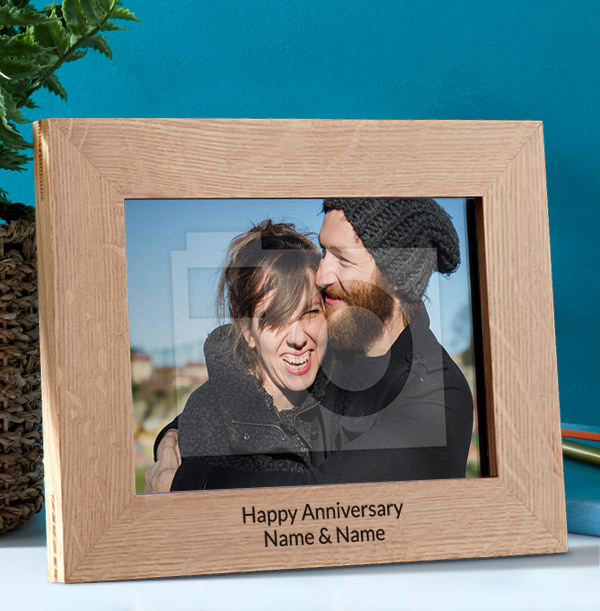 Anniversary Personalised Wooden Photo Frame Landscape Funky Pigeon