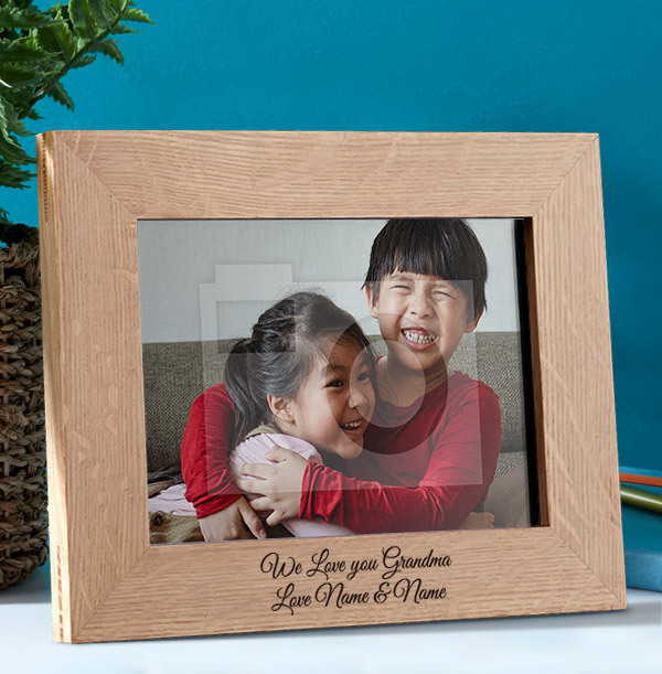 We Love You Grandma Personalised Wooden Photo Frame - Landscape