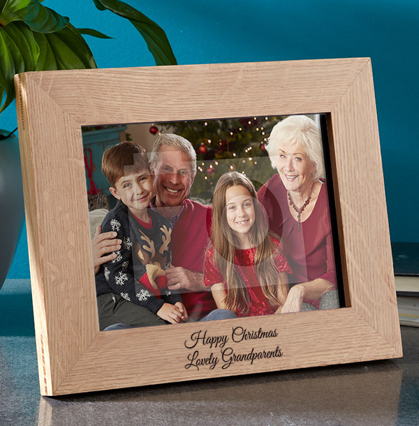 Happy Christmas Lovely Grandparents Personalised Wooden Photo Frame - Landscape