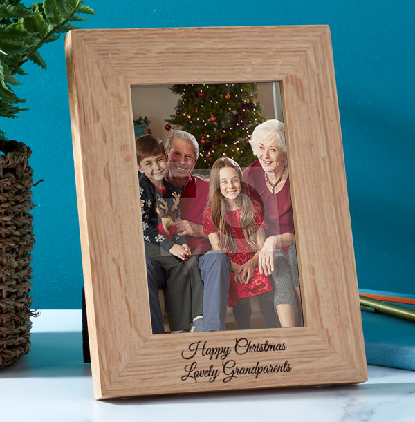 Happy Christmas Lovely Grandparents Personalised Wooden Photo Frame - Portrait