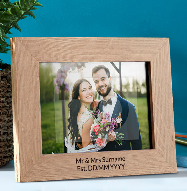 Wedding Personalised Wooden Photo Frame Landscape Funky Pigeon