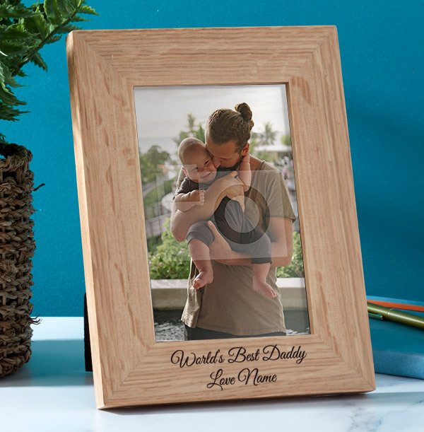 World's Best Daddy Personalised Wooden Photo Frame - Portrait