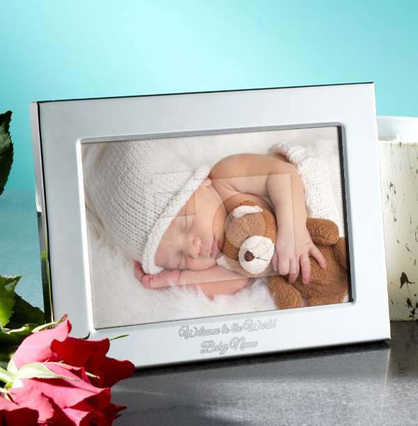 New Baby Personalised Metal Photo Frame - Landscape