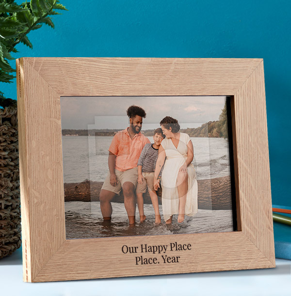 Our Happy Place Personalised Wooden Photo Frame - Landscape