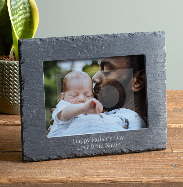 Father's Day Personalised Slate Photo Frame Landscape Funky Pigeon