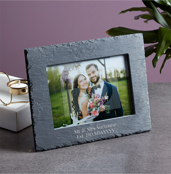 Wedding Personalised Slate Photo Frame - Landscape