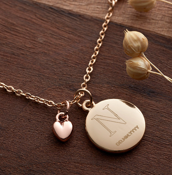 Initial & Date Bee Charm Necklace - Personalised
