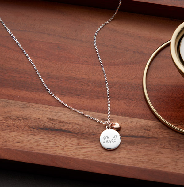 Two Initials Birthstone Necklace - Personalised