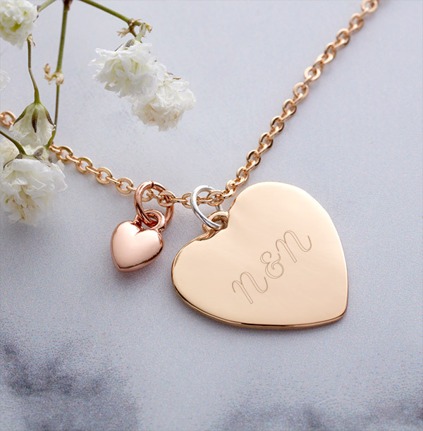 Two Initials Love Heart Charm Necklace - Personalised