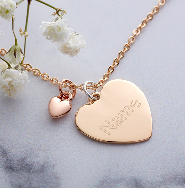 Personalised Name Love Heart Charm Necklace