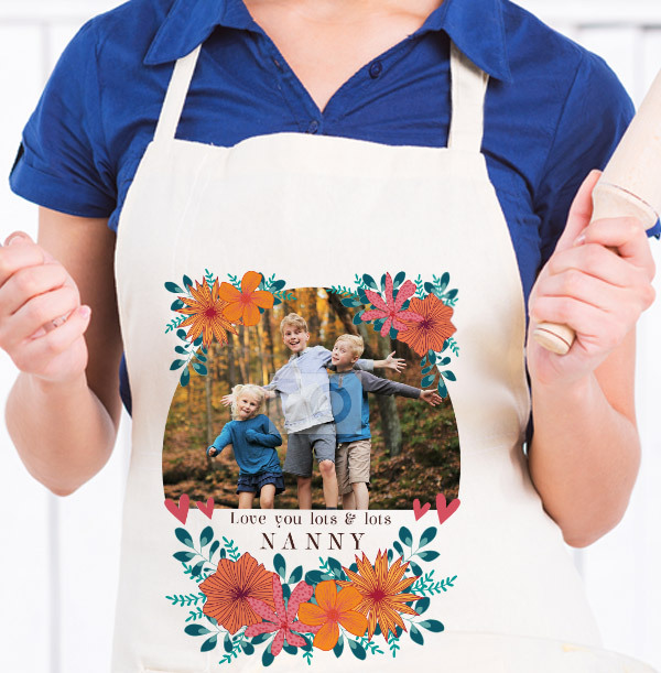 Nanny Floral Photo Personalised Apron