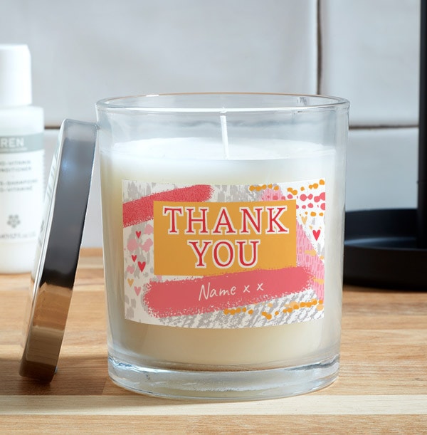 Thank You Personalised Candle Funky Pigeon