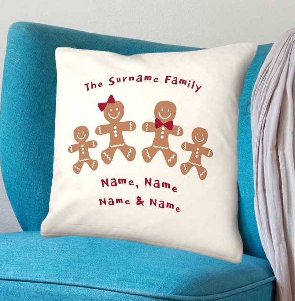 The Gingerbread Family Personalised Cushion