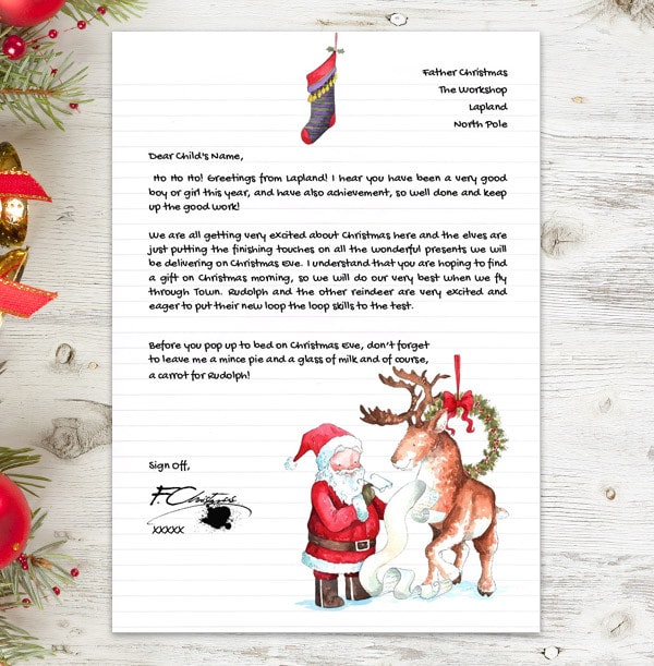 3 kinds Father Christmas Boys Personalised Letter From Santa 