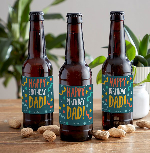 Happy Birthday Dad Personalised Lager Bottles - Multi Pack